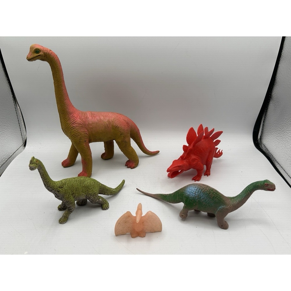 Vintage 1980s PVC Dinosaur Figures Lot Of 5 Brontosaurus Brachiosaurus Steg